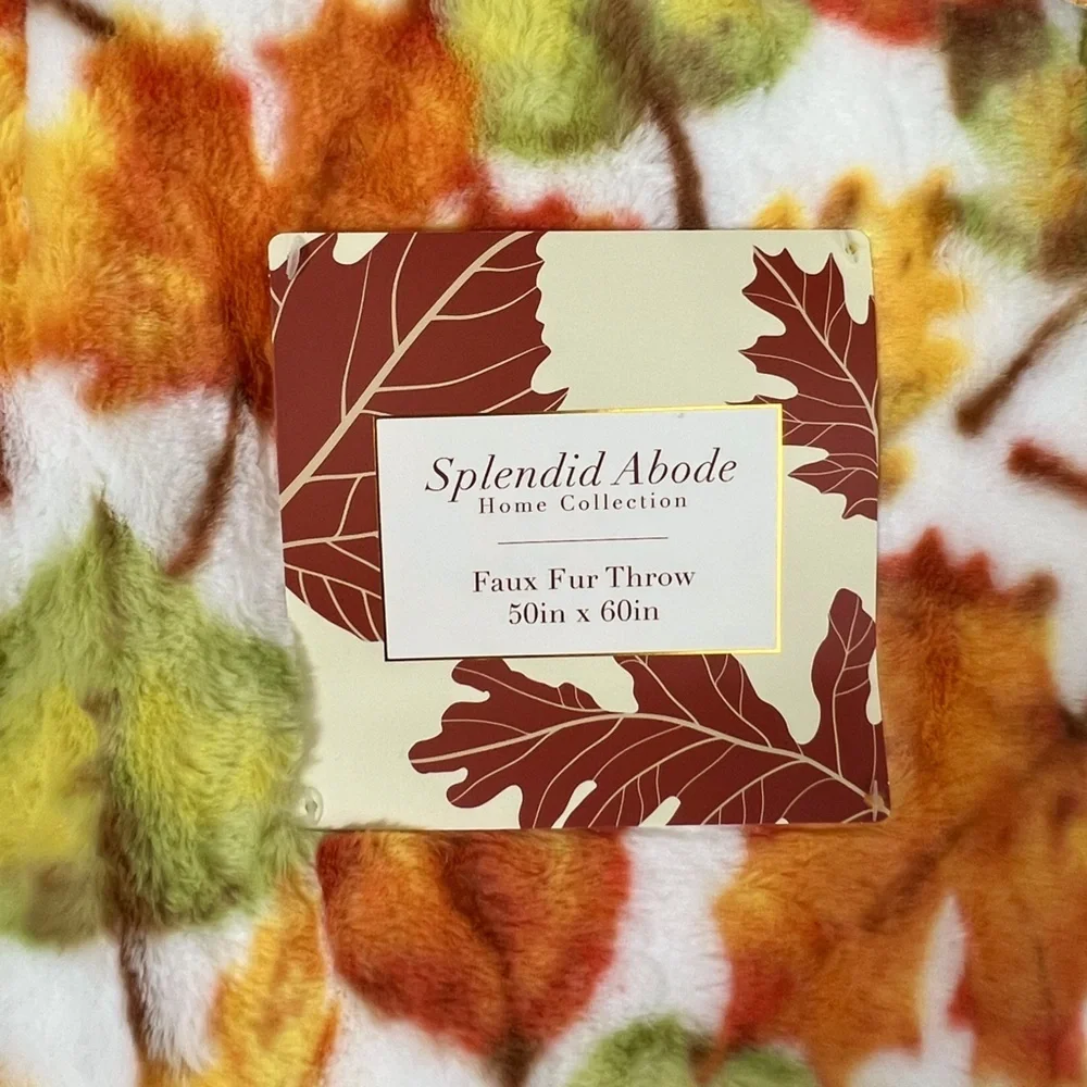 Splendid Abode - ‘Autumn Leaves’ Faux Fur Throw. 50” x 60”. NWT. Firm!